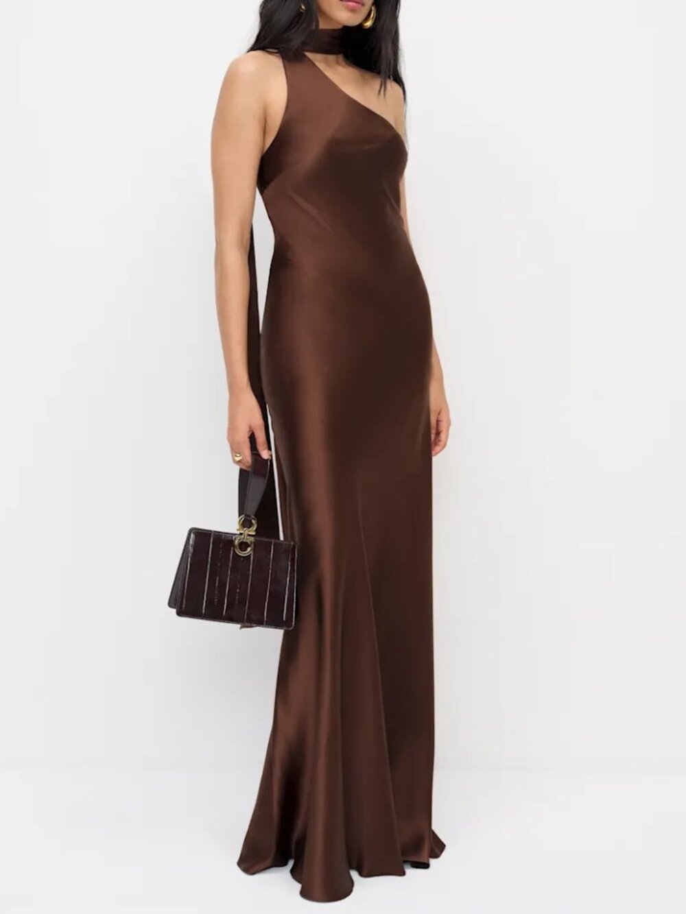 Reformation Jazzlyn Silk Dress Cafe Brown